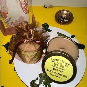 SCENT UNLEASHED, GINGER PATCHOULI CANDLES.